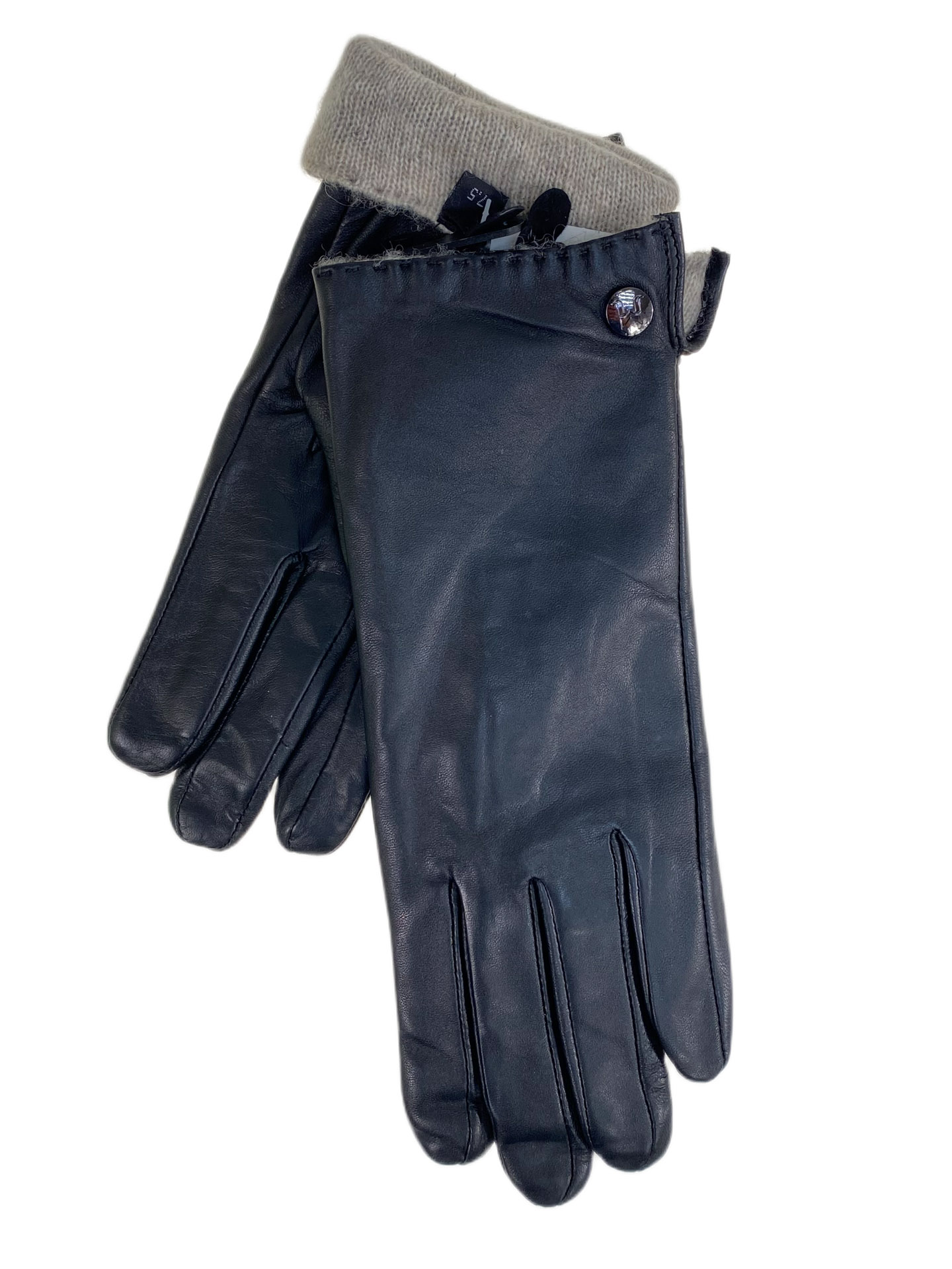 На фото 1 - Женские  демисезонные перчатки из натуральной кожи, цвет черный На фото 1 - Женские  демисезонные перчатки из натуральной кожи, цвет черный