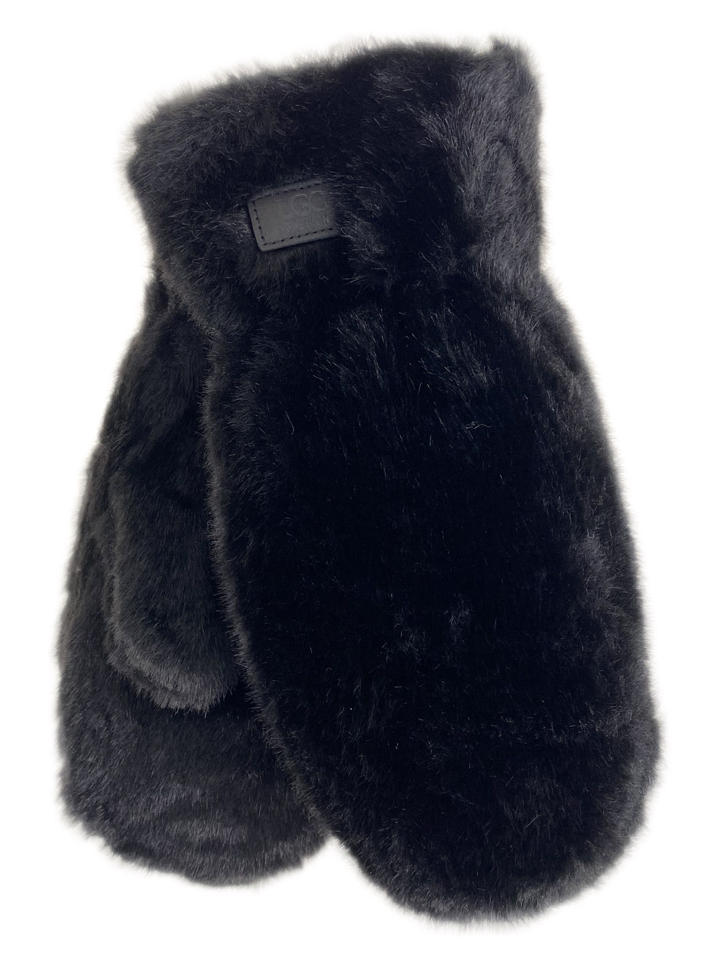 На фото 1 - Зимние меховые женские варежки,  цвет  черный На фото 1 - Зимние меховые женские варежки,  цвет  черный