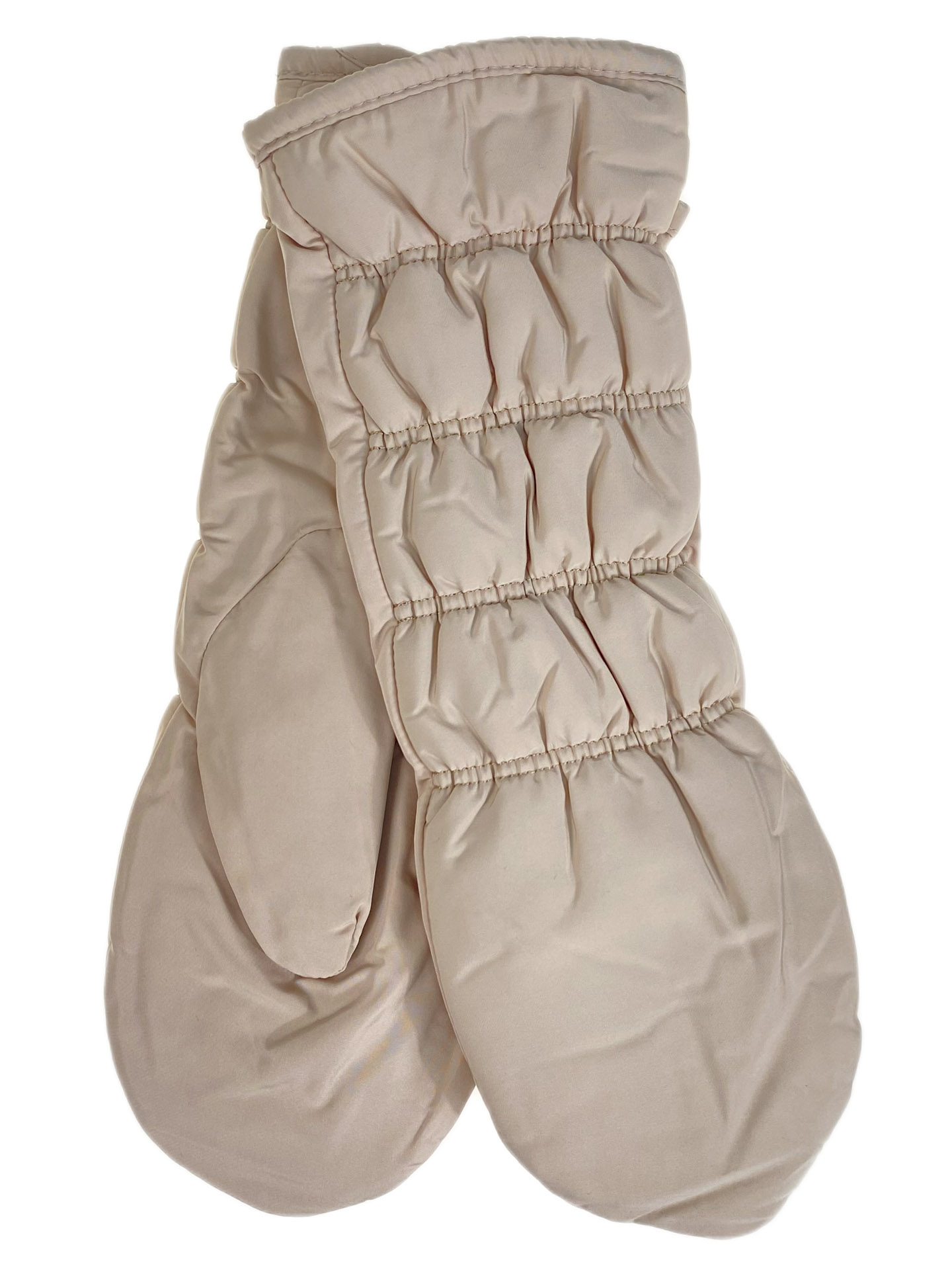 На фото 1 - Зимние женские варежки с подкладом из искусственного меха, цвет бежевый На фото 1 - Зимние женские варежки с подкладом из искусственного меха, цвет бежевый