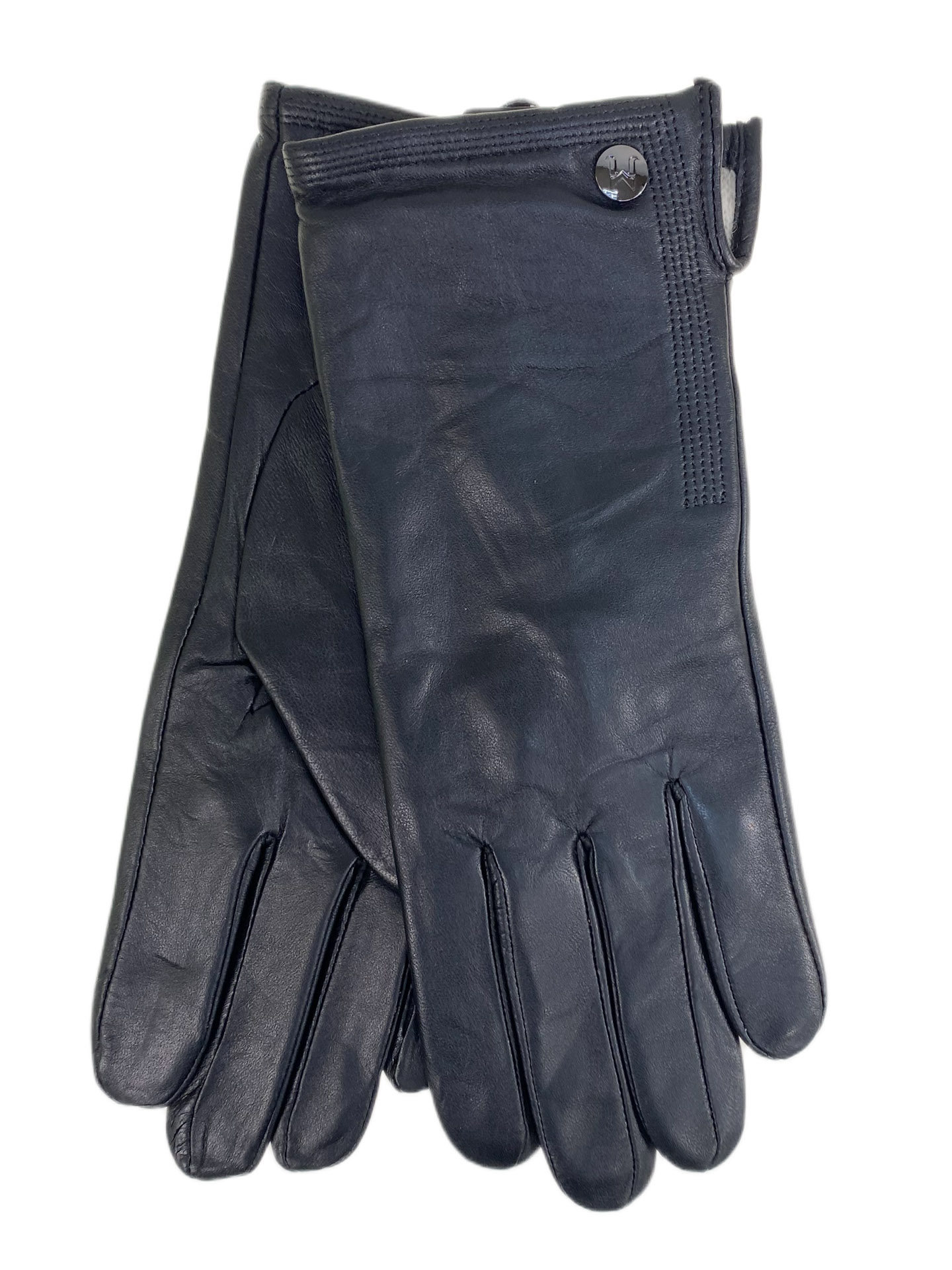 На фото 1 - Женские  демисезонные перчатки из натуральной кожи, цвет черный На фото 1 - Женские  демисезонные перчатки из натуральной кожи, цвет черный