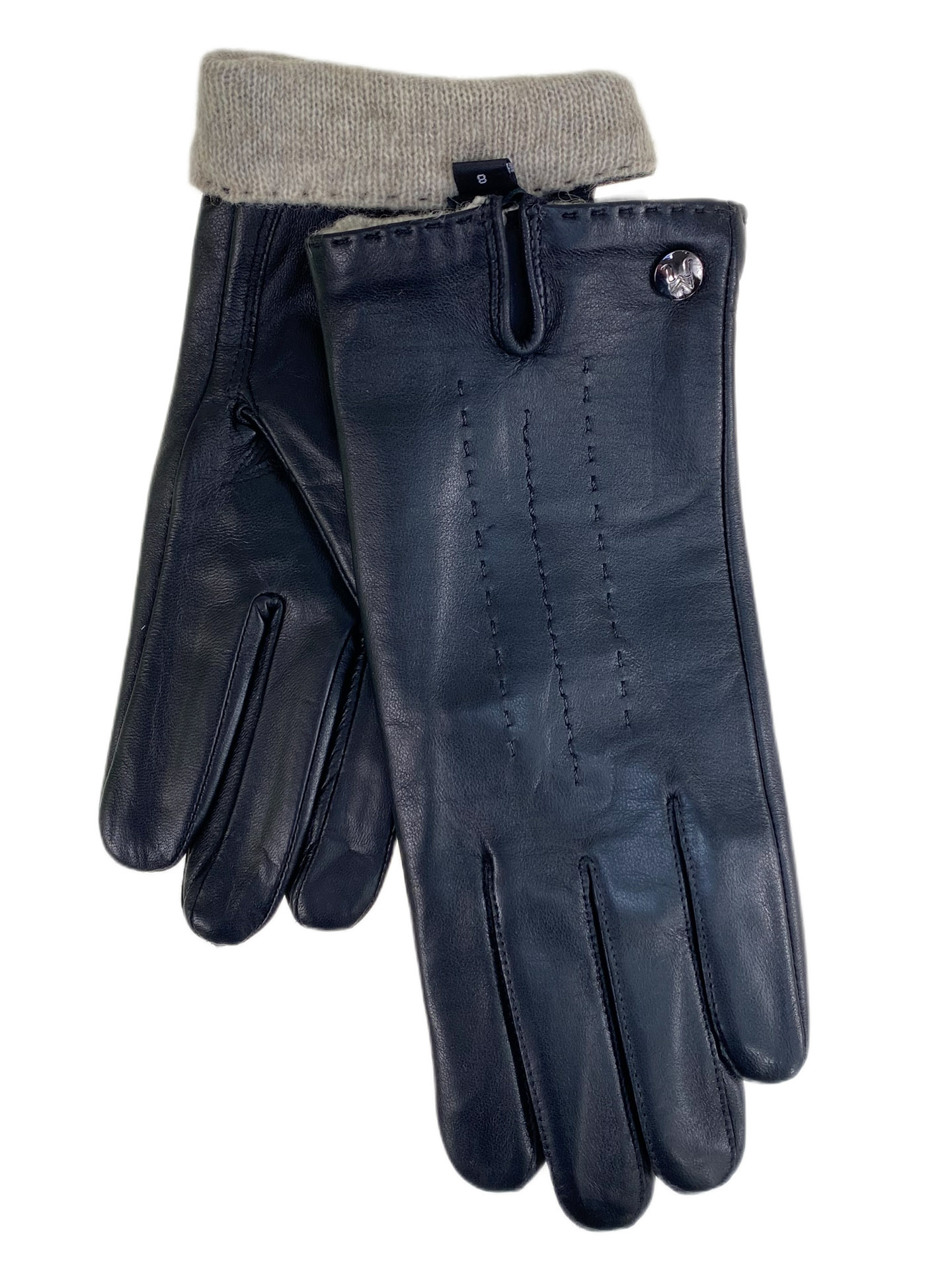 На фото 1 - Женские  демисезонные перчатки из натуральной кожи, цвет черный На фото 1 - Женские  демисезонные перчатки из натуральной кожи, цвет черный