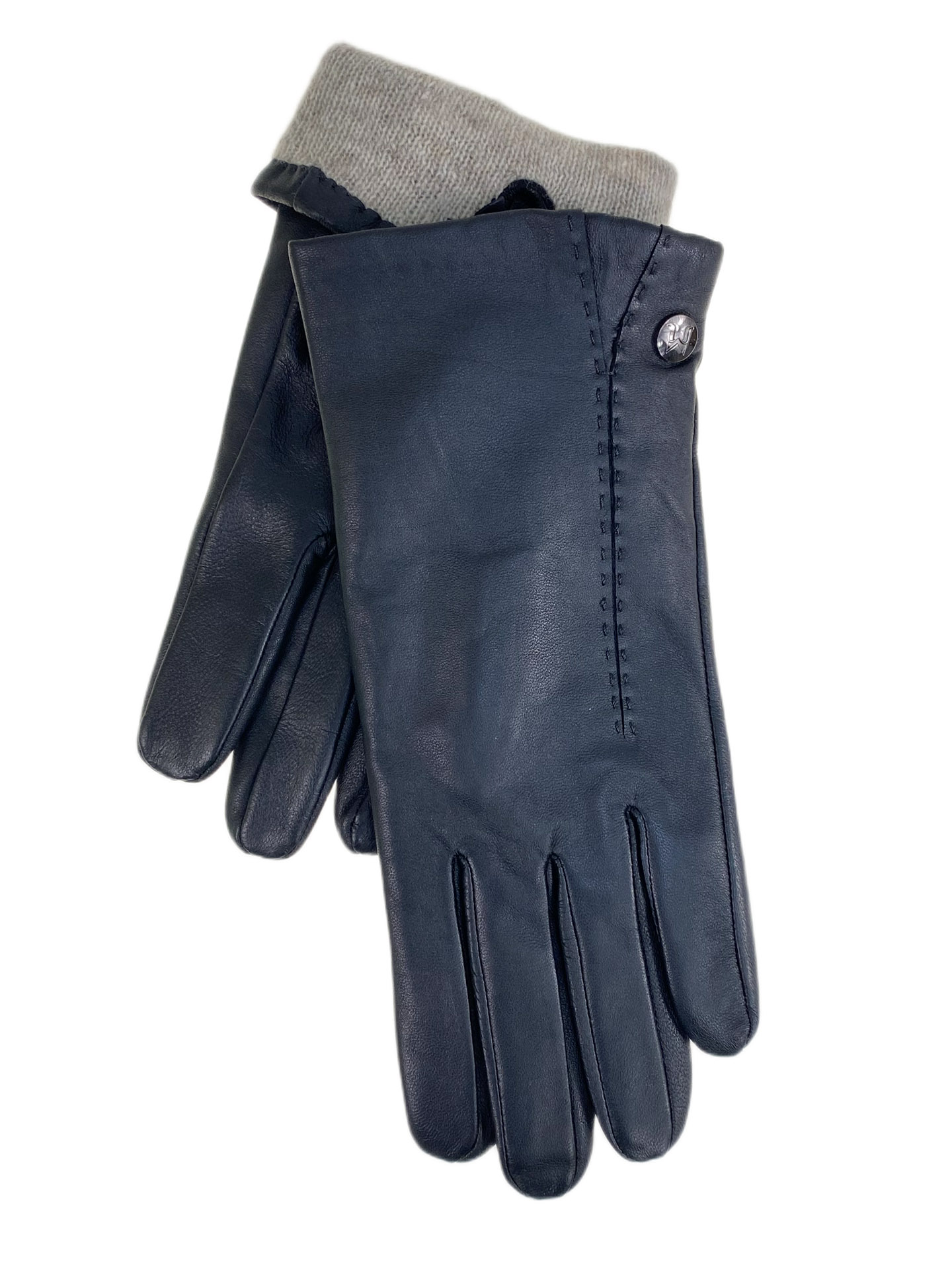 На фото 1 - Женские  демисезонные перчатки из натуральной кожи, цвет черный На фото 1 - Женские  демисезонные перчатки из натуральной кожи, цвет черный