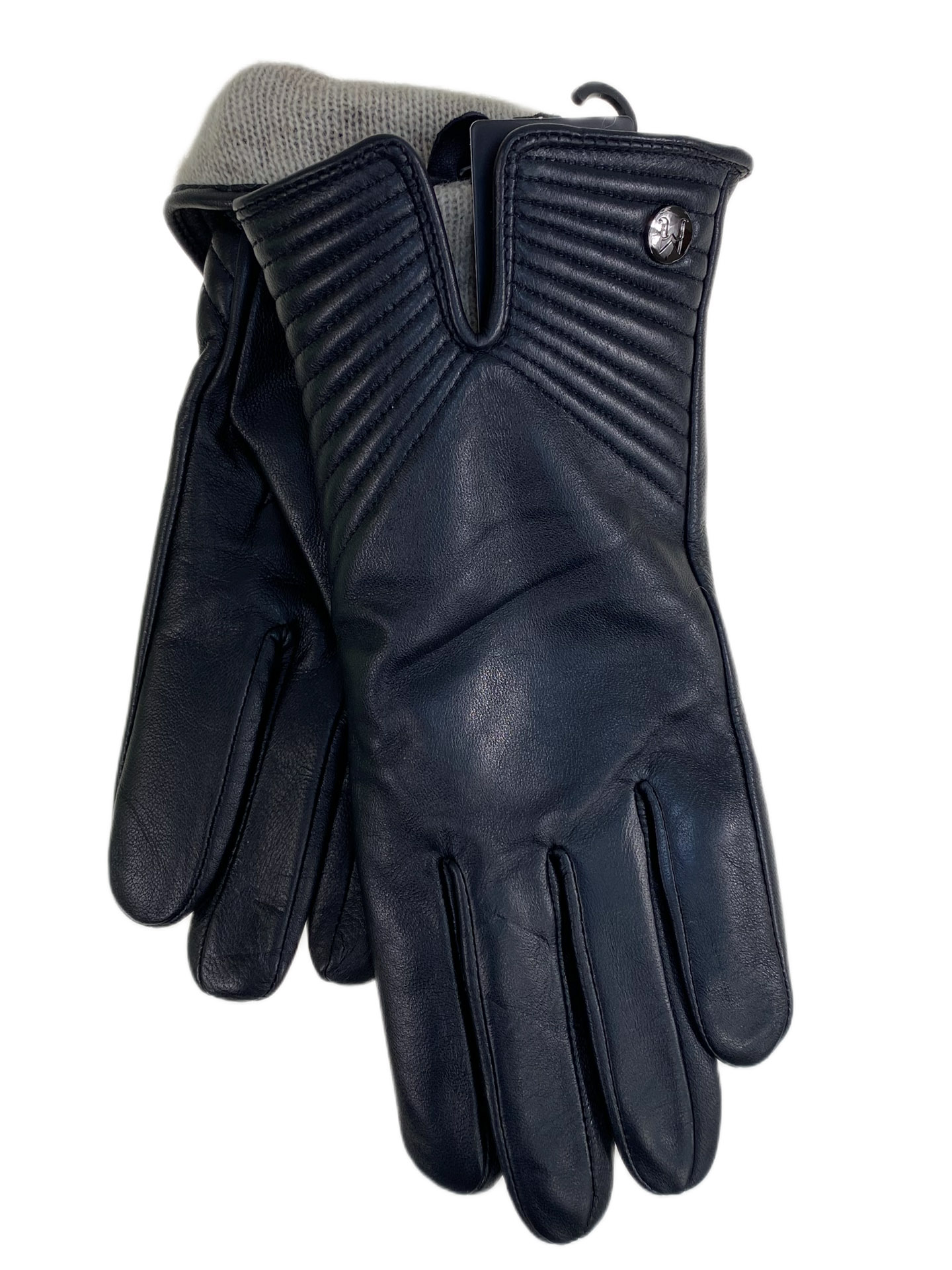 На фото 1 - Женские  демисезонные перчатки из натуральной кожи, цвет черный На фото 1 - Женские  демисезонные перчатки из натуральной кожи, цвет черный