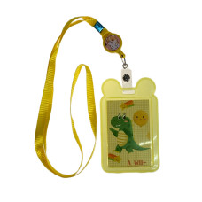 На фото 1 - Бейдж для пропуска с рулеткой и лентой, цвет желтый На фото 1 - Бейдж для пропуска с рулеткой и лентой, цвет желтый