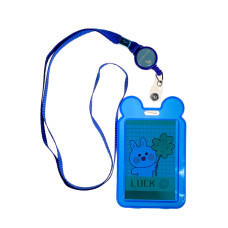 На фото 1 - Бейдж для пропуска с рулеткой и лентой, цвет синий