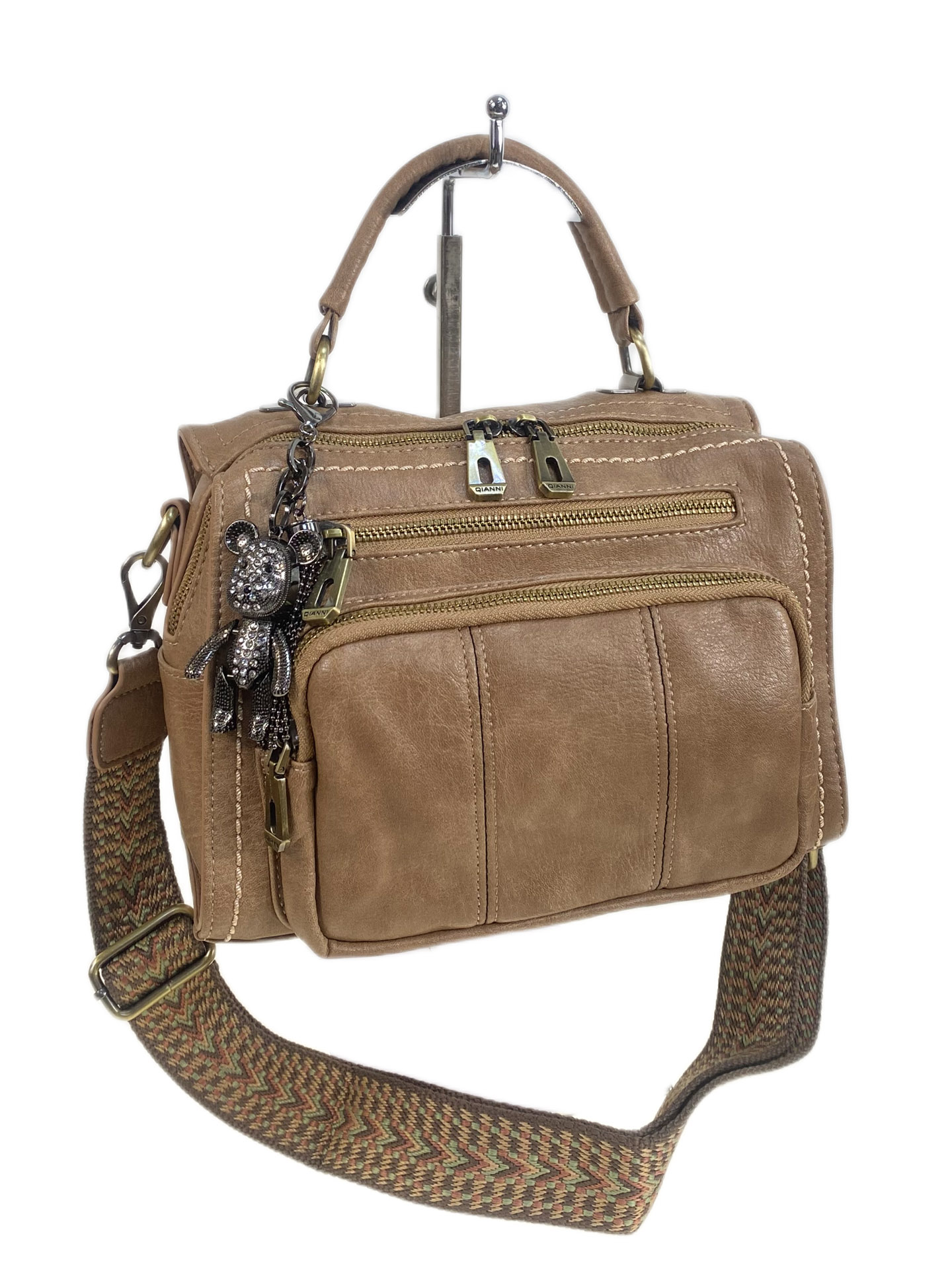 На фото 1 - Женская сумка из искусственной кожи, цвет коричневый