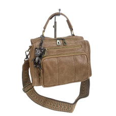 На фото 1 - Женская сумка из искусственной кожи, цвет коричневый