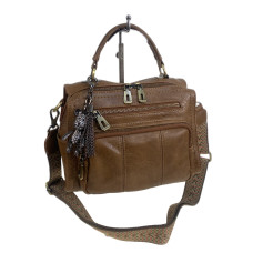 На фото 1 - Женская сумка из искусственной кожи, цвет шоколад