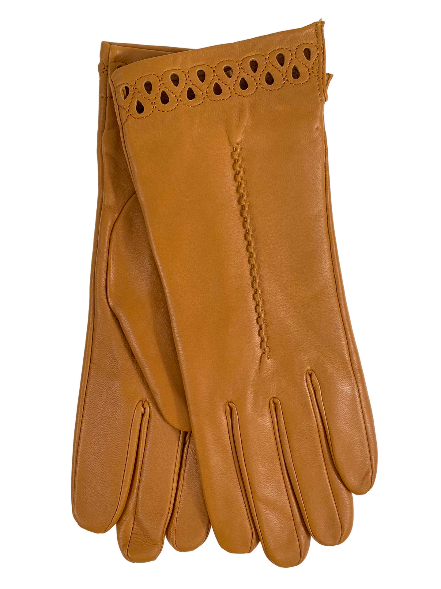 На фото 1 - Женские демисезонные перчатки из натуральной кожи цвет рыжий На фото 1 - Женские демисезонные перчатки из натуральной кожи цвет рыжий