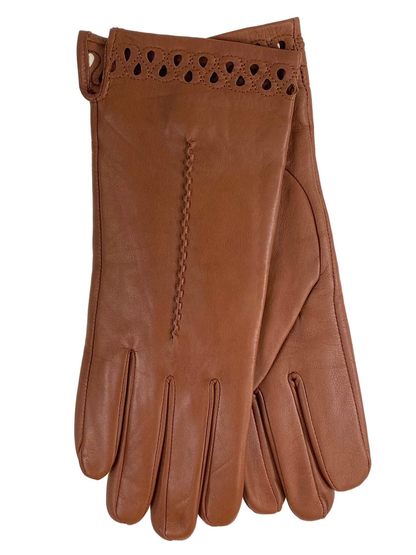На фото 1 - Женские демисезонные перчатки из натуральной кожи цвет коричневый На фото 1 - Женские демисезонные перчатки из натуральной кожи цвет коричневый