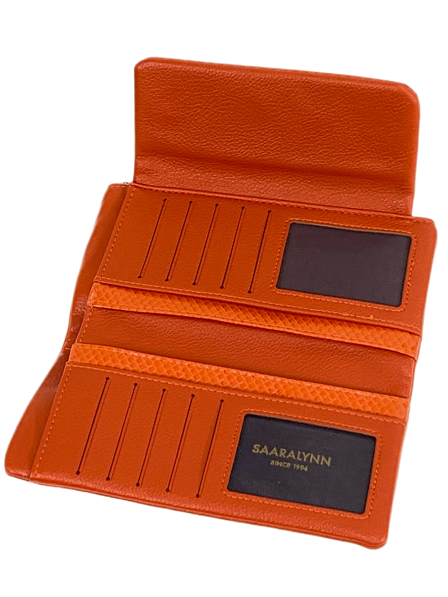 На фото 2 -  Женское портмоне из искусственной кожи, цвет оранжевый