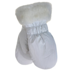 На фото 1 - Зимние женские варежки с подкладом из искусственного меха, цвет белый На фото 1 - Зимние женские варежки с подкладом из искусственного меха, цвет белый