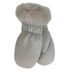 На фото 1 - Зимние женские варежки с подкладом из искусственного меха, цвет молочный На фото 1 - Зимние женские варежки с подкладом из искусственного меха, цвет молочный