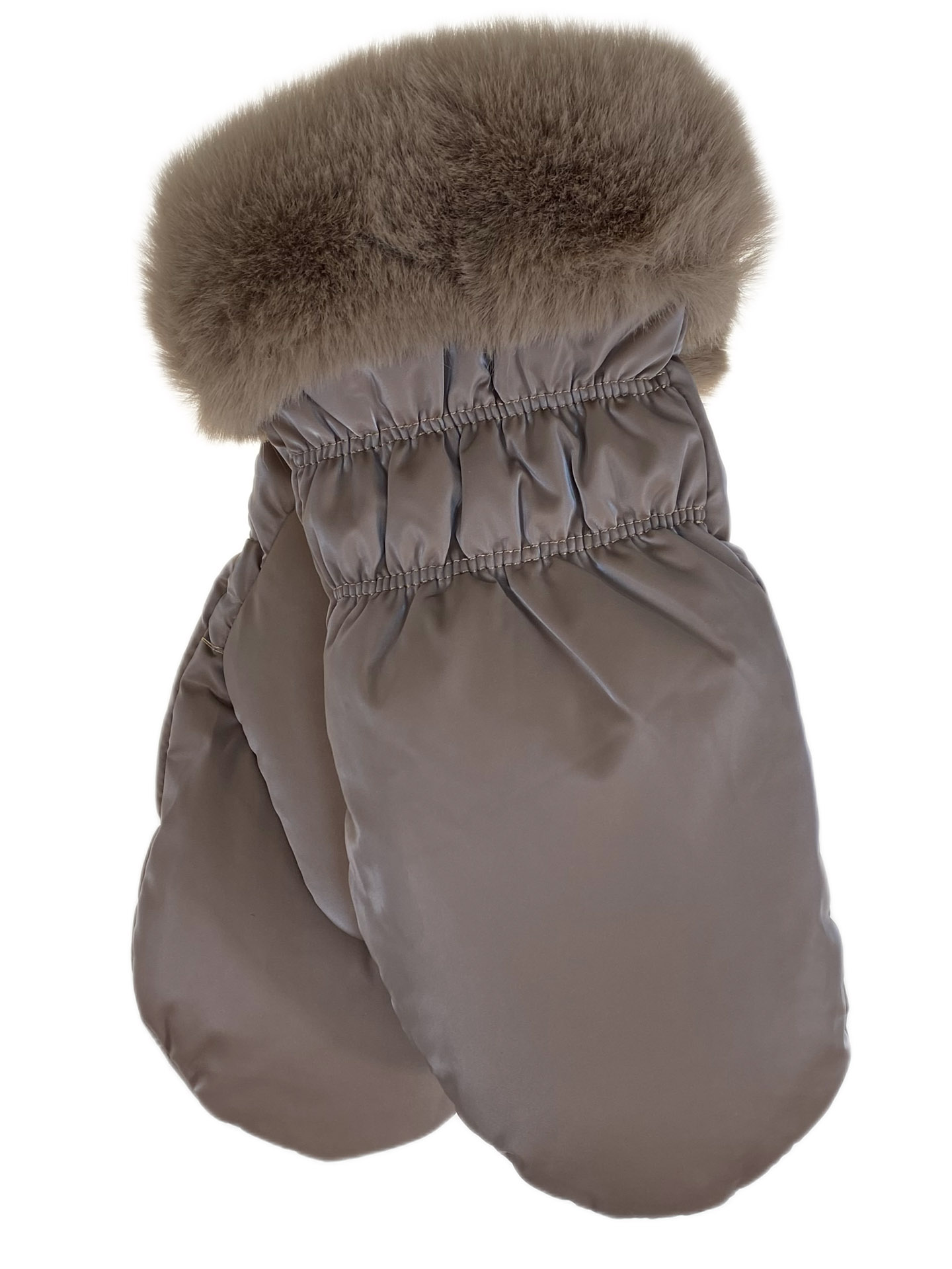 На фото 1 - Зимние женские варежки с подкладом из искусственного меха, цвет коричневый На фото 1 - Зимние женские варежки с подкладом из искусственного меха, цвет коричневый