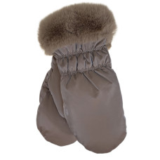 На фото 1 - Зимние женские варежки с подкладом из искусственного меха, цвет коричневый На фото 1 - Зимние женские варежки с подкладом из искусственного меха, цвет коричневый