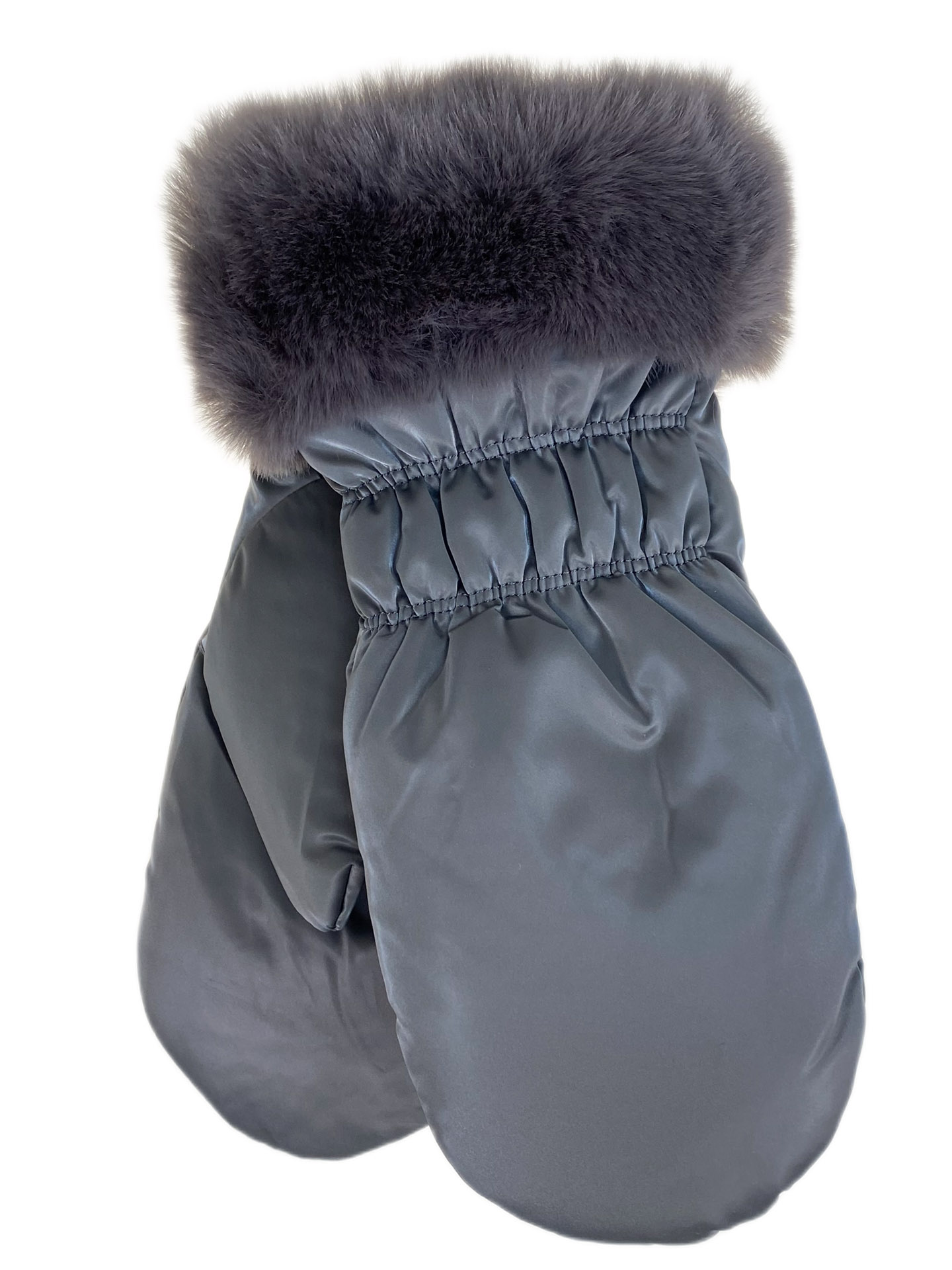 На фото 1 - Зимние женские варежки с подкладом из искусственного меха, цвет серый На фото 1 - Зимние женские варежки с подкладом из искусственного меха, цвет серый