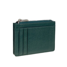 На фото 1 - Картхолдер женский из натуральной кожи для пластиковых карт, цвет темно зеленый