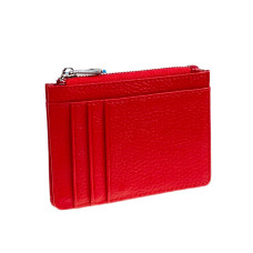 На фото 1 - Картхолдер женский из натуральной кожи для пластиковых карт, цвет красный