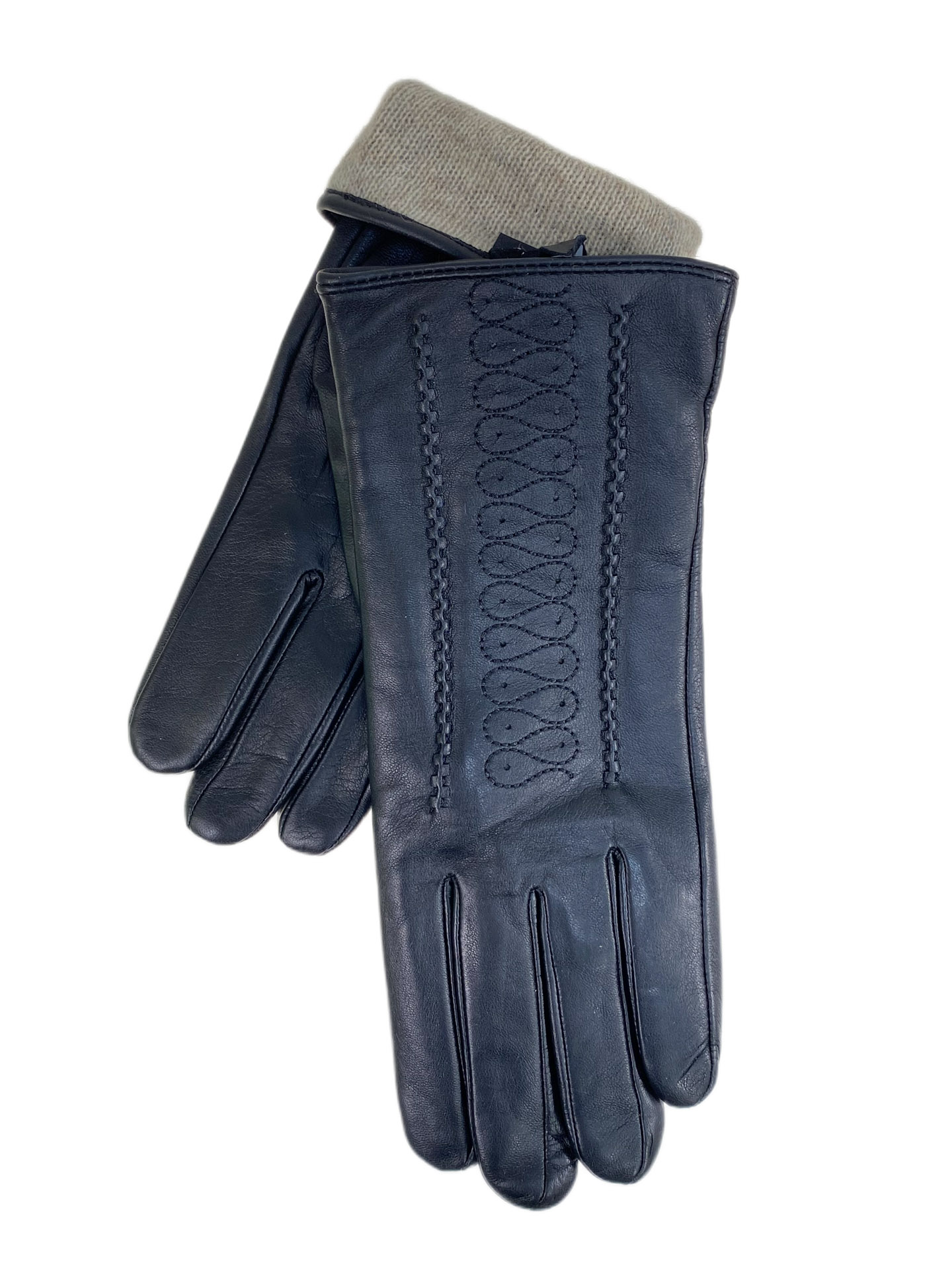 На фото 1 - Женские  демисезонные перчатки из натуральной кожи, цвет черный На фото 1 - Женские  демисезонные перчатки из натуральной кожи, цвет черный