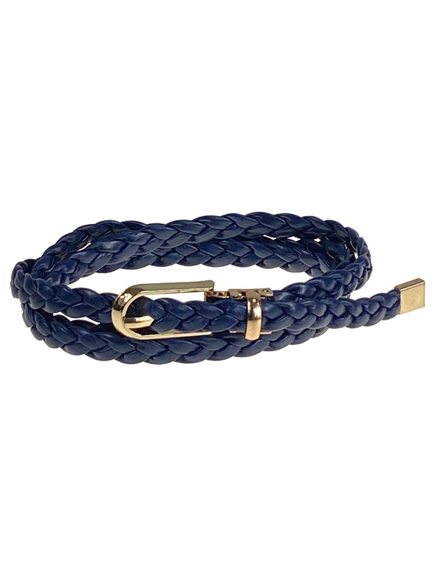 На фото 1 - Плетенный женский ремень из натуральной  кожи, цвет синий На фото 1 - Плетенный женский ремень из натуральной  кожи, цвет синий