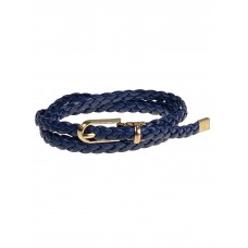 На фото 1 - Плетенный женский ремень из натуральной  кожи, цвет синий На фото 1 - Плетенный женский ремень из натуральной  кожи, цвет синий