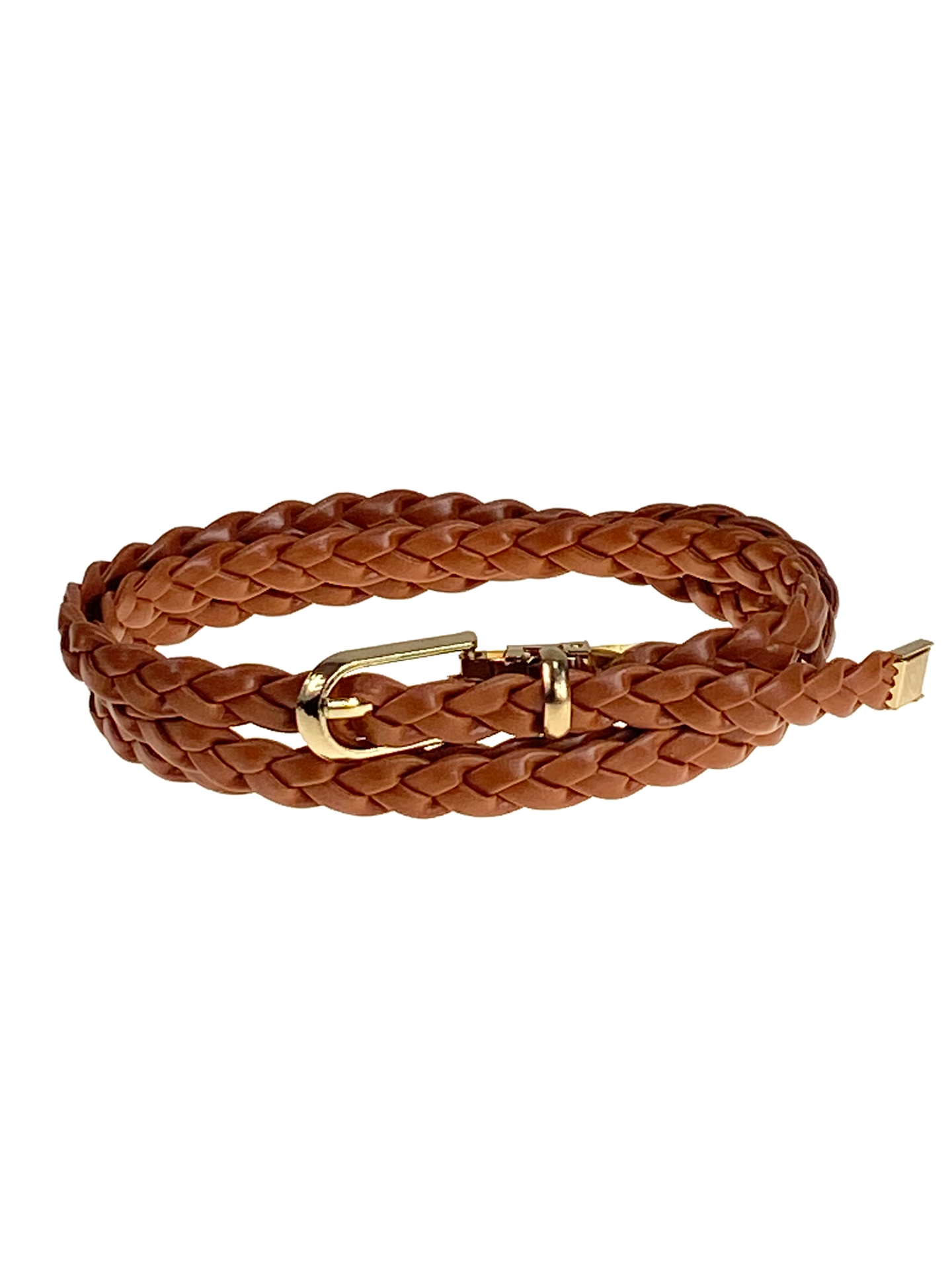 На фото 1 - Плетенный женский ремень из натуральной  кожи, цвет коричневый На фото 1 - Плетенный женский ремень из натуральной  кожи, цвет коричневый