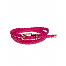 На фото 1 - Плетенный женский ремень из натуральной  кожи, цвет фуксия На фото 1 - Плетенный женский ремень из натуральной  кожи, цвет фуксия