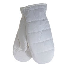 На фото 1 - Зимние женские варежки с подкладом из искусственного меха, цвет  белый На фото 1 - Зимние женские варежки с подкладом из искусственного меха, цвет  белый