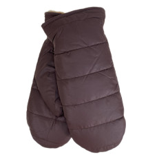 На фото 1 - Зимние женские варежки с подкладом из искусственного меха, цвет коричневый На фото 1 - Зимние женские варежки с подкладом из искусственного меха, цвет коричневый