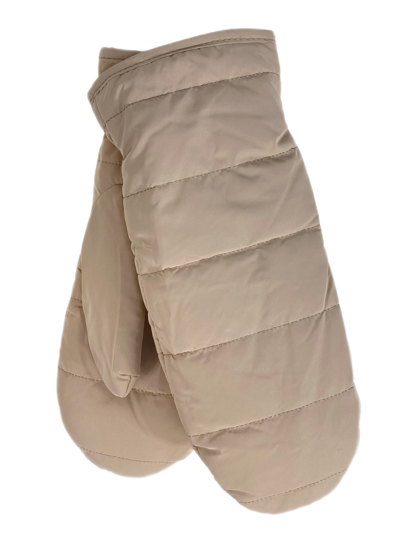 На фото 1 - Зимние женские варежки с подкладом из искусственного меха, цвет бежевый На фото 1 - Зимние женские варежки с подкладом из искусственного меха, цвет бежевый