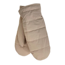 На фото 1 - Зимние женские варежки с подкладом из искусственного меха, цвет бежевый На фото 1 - Зимние женские варежки с подкладом из искусственного меха, цвет бежевый