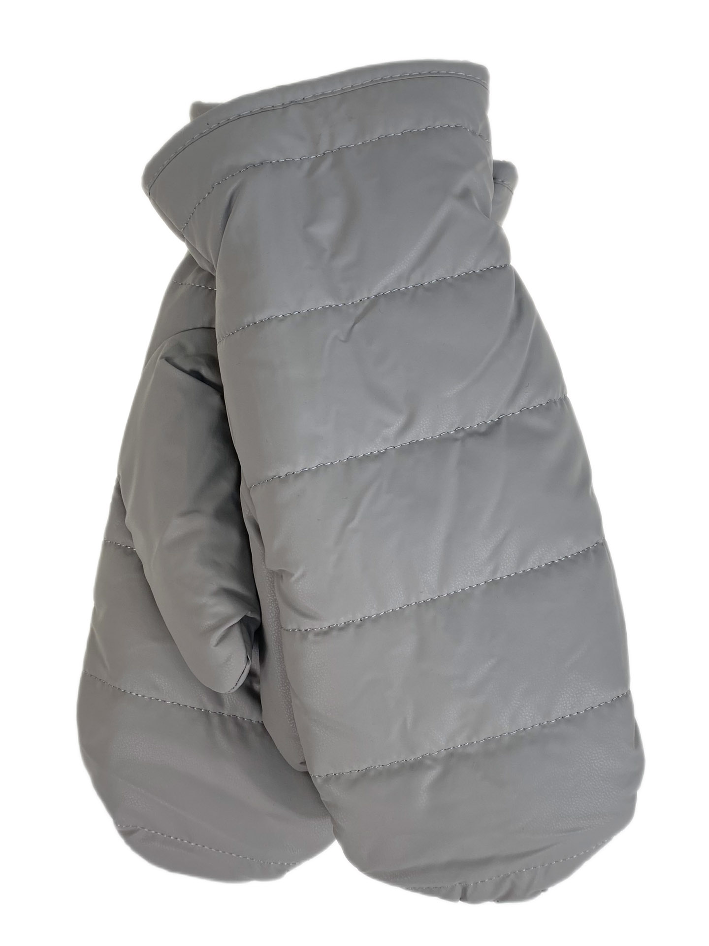 На фото 1 - Зимние женские варежки с подкладом из искусственного меха, цвет светло серый На фото 1 - Зимние женские варежки с подкладом из искусственного меха, цвет светло серый