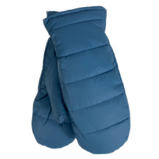 На фото 1 - Зимние женские варежки с подкладом из искусственного меха, цвет синий На фото 1 - Зимние женские варежки с подкладом из искусственного меха, цвет синий