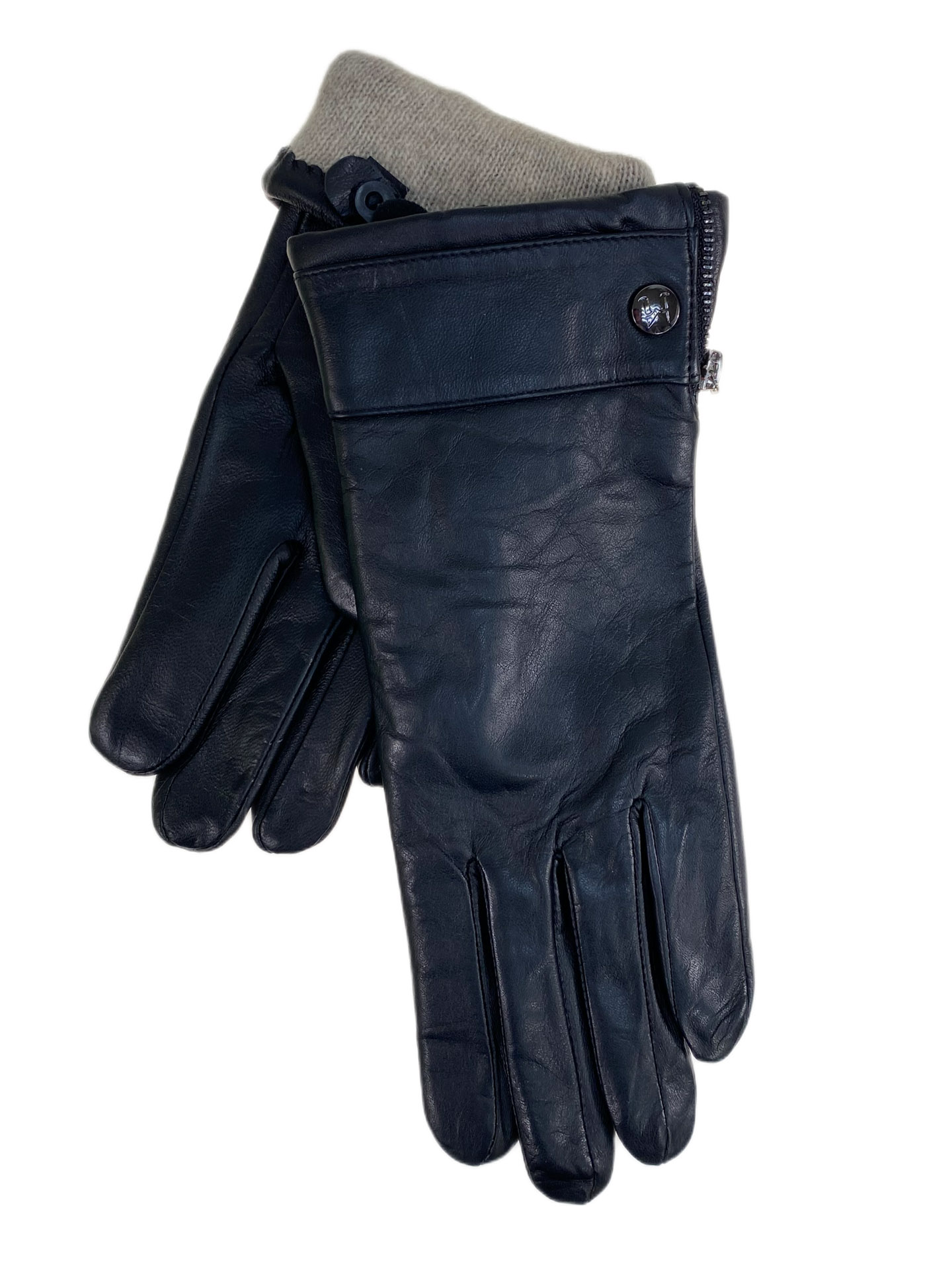 На фото 1 - Женские  демисезонные перчатки из натуральной кожи, цвет черный На фото 1 - Женские  демисезонные перчатки из натуральной кожи, цвет черный