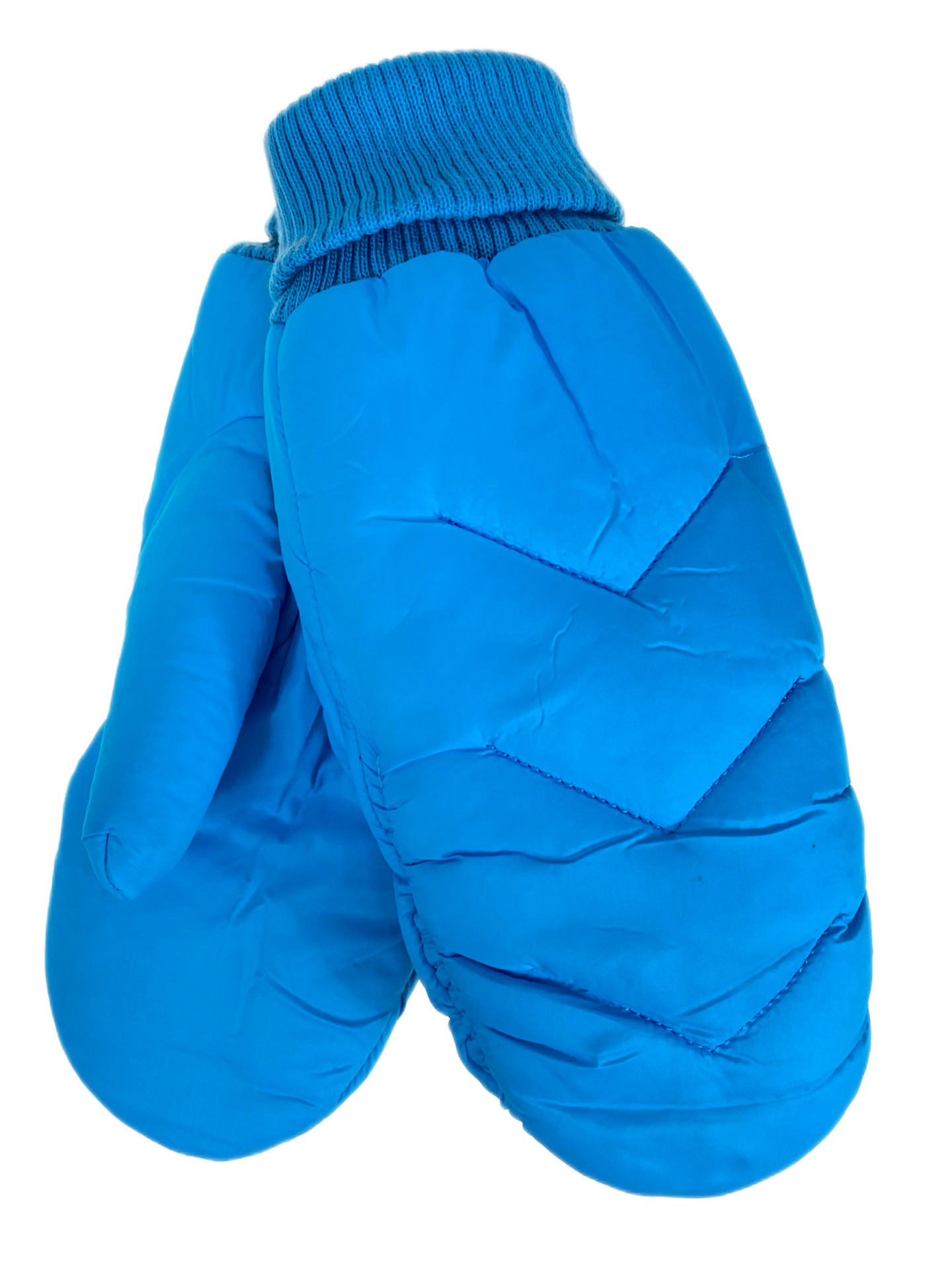 На фото 1 - Зимние женские варежки с подкладом из искусственного меха, цвет голубой На фото 1 - Зимние женские варежки с подкладом из искусственного меха, цвет голубой