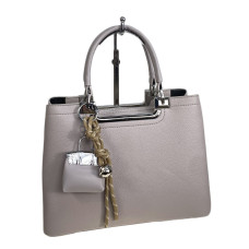 На фото 1 - Женская сумка из искусственной кожи, цвет светло серый