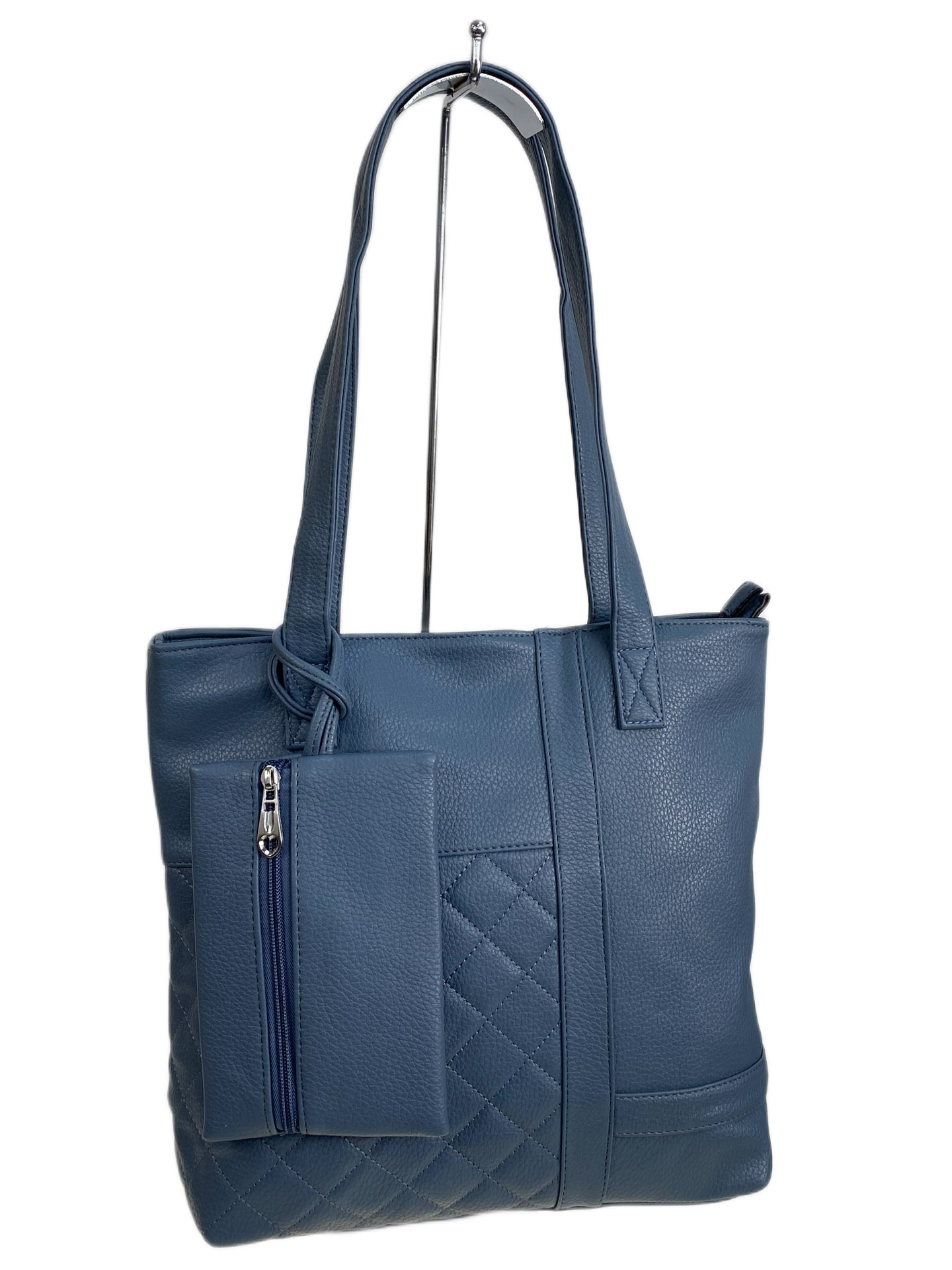 На фото 1 - Женская сумка из искусственной кожи, цвет синий