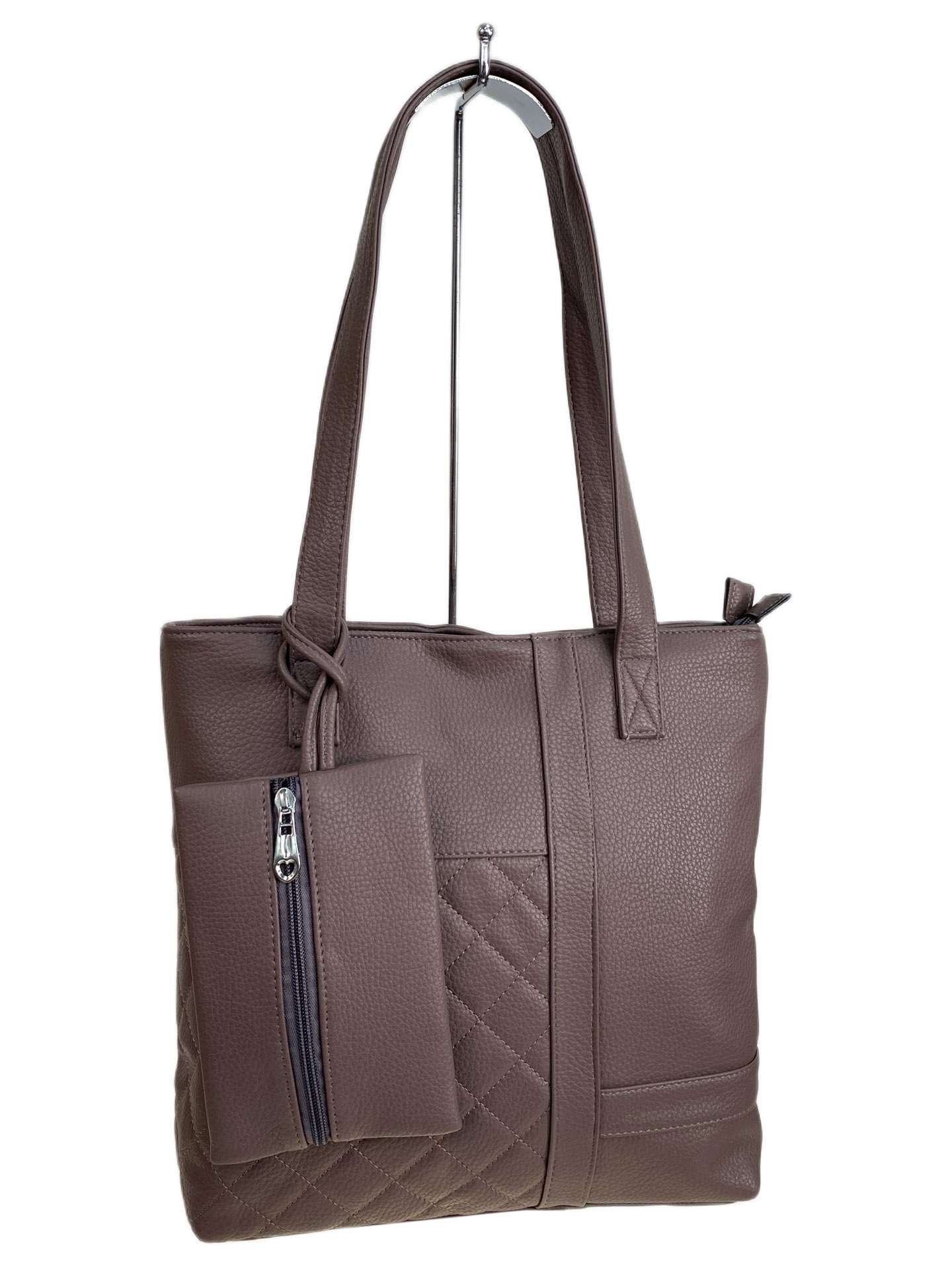 На фото 1 - Женская сумка из искусственной кожи, цвет темная пудра