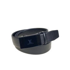 На фото 1 -  Ремень мужской с автоматической пряжкой из искусственной кожи, цвет черный