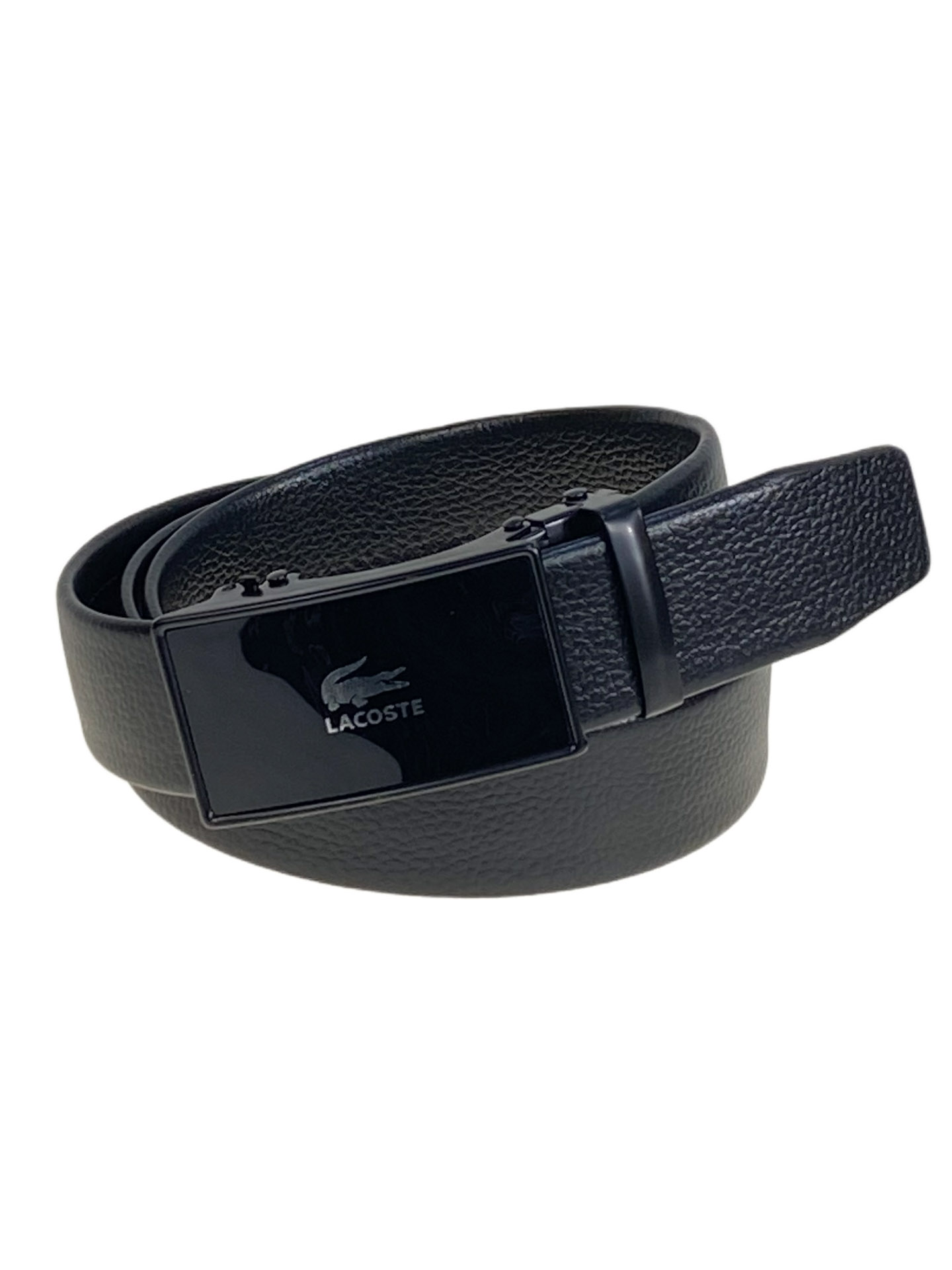 На фото 1 -  Ремень мужской с автоматической пряжкой из искусственной кожи, цвет черный