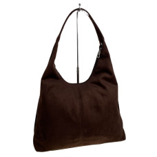 На фото 1 - Женская сумка из искусственной замши, цвет шоколад