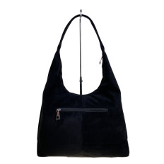 На фото 2 - Женская сумка из искусственной замши, цвет черный