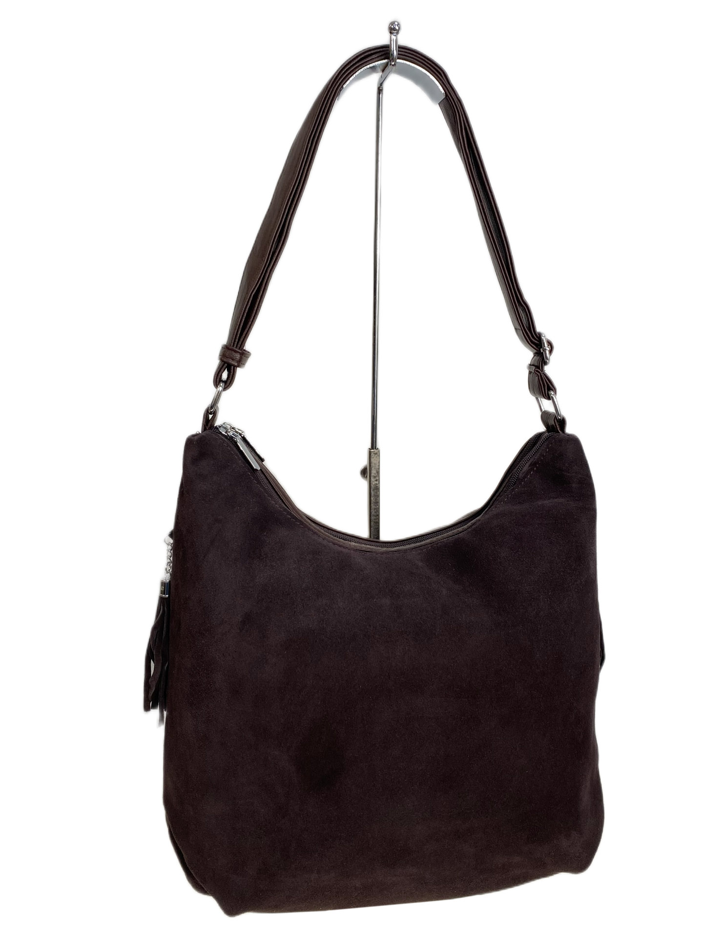 На фото 1 - Женская сумка из натуральной замши и искусственной кожи, цвет шоколад На фото 1 - Женская сумка из натуральной замши и искусственной кожи, цвет шоколад