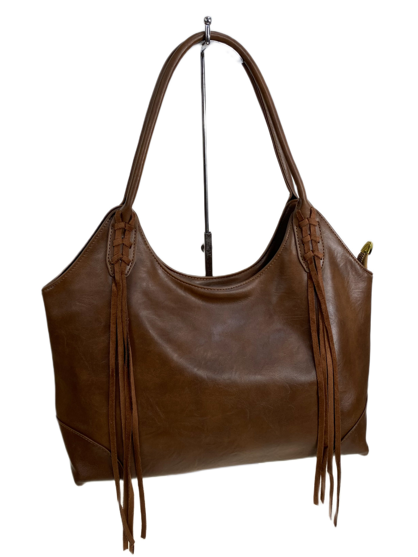 На фото 1 - Женская сумка из искусственной кожи, цвет коричневый