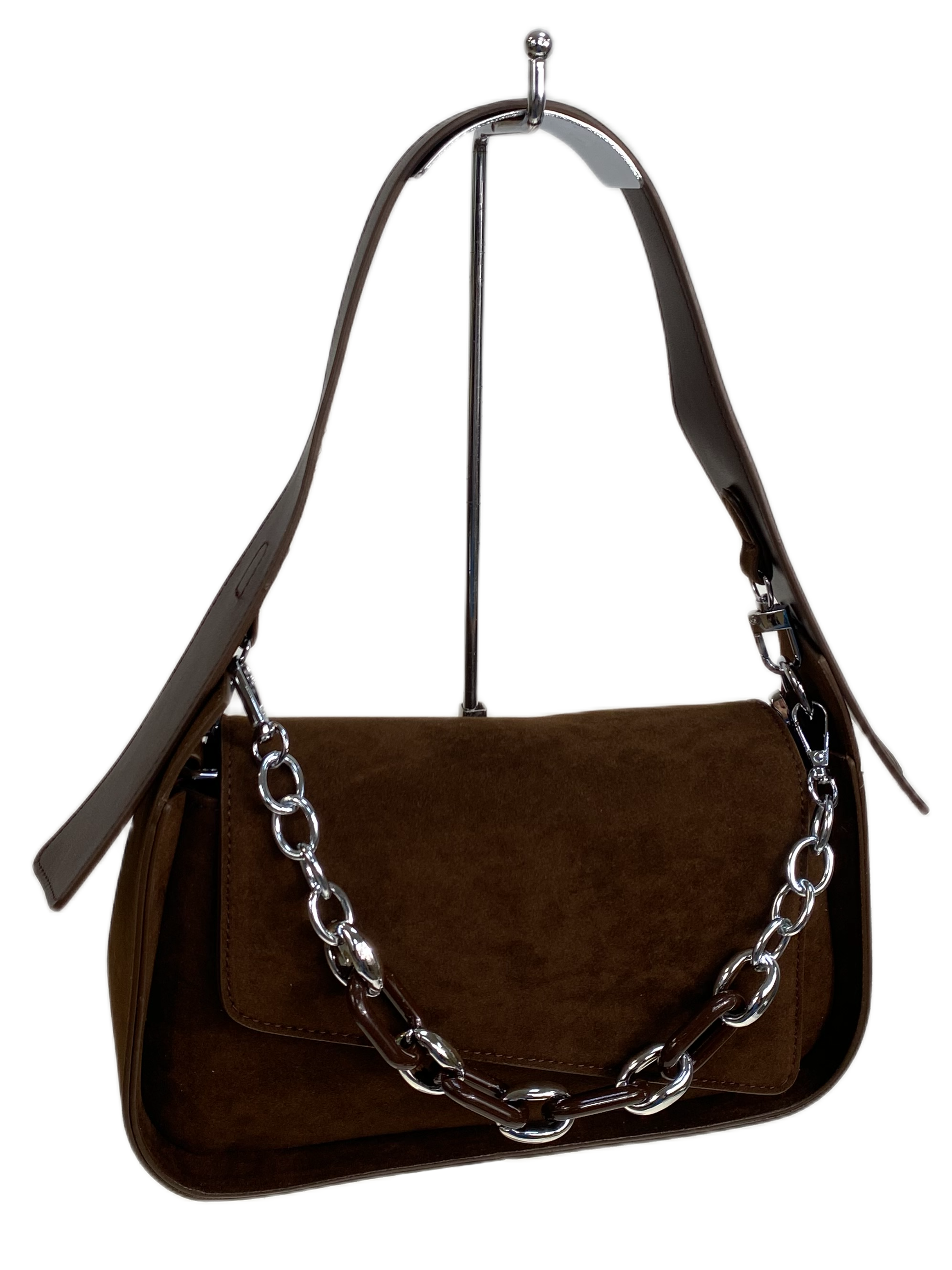 На фото 1 - Женская сумка из искусственной замши, цвет шоколад На фото 1 - Женская сумка из искусственной замши, цвет шоколад