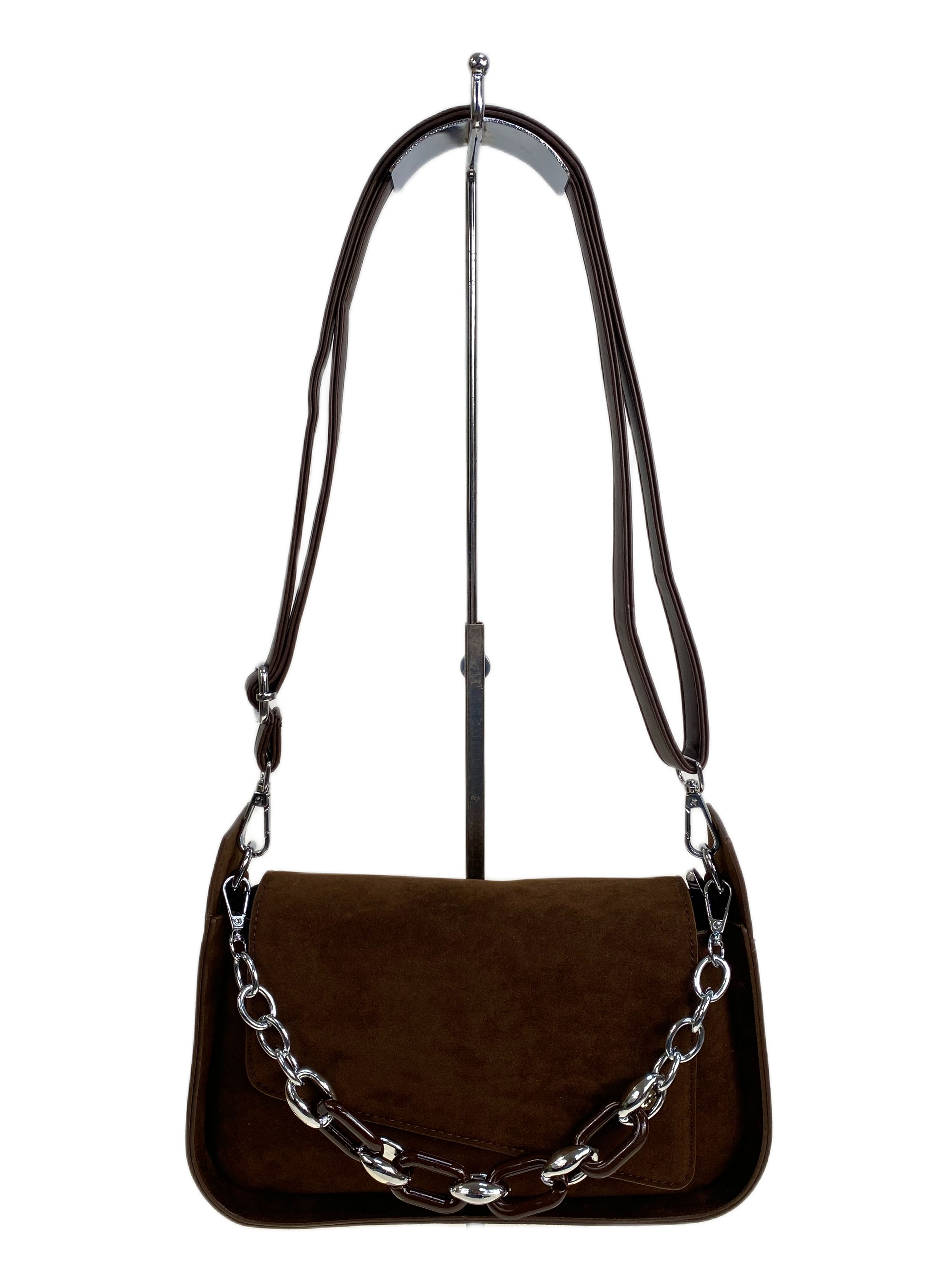 На фото 2 - Женская сумка из искусственной замши, цвет шоколад На фото 2 - Женская сумка из искусственной замши, цвет шоколад