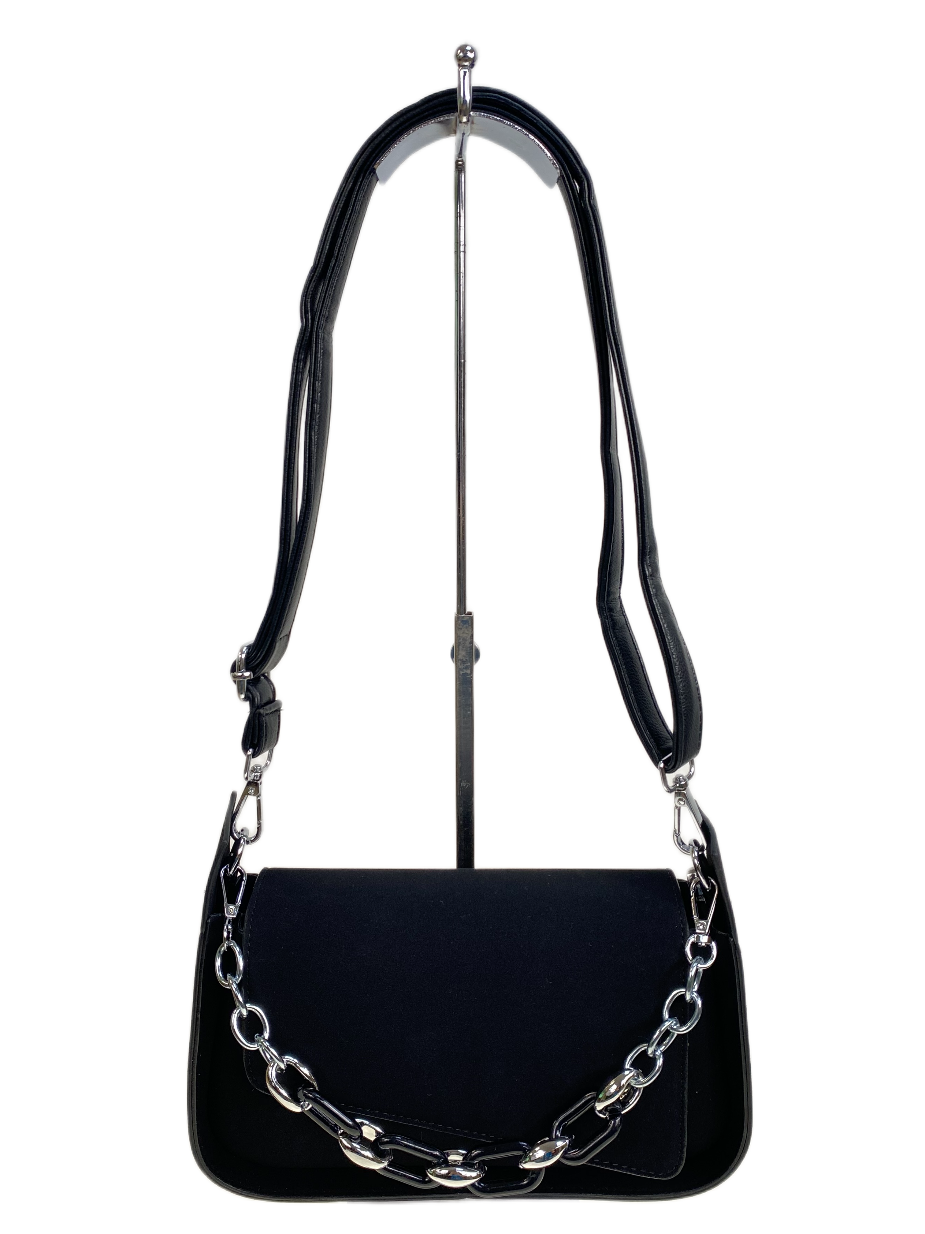 На фото 2 - Женская сумка из искусственной замши, цвет черный На фото 2 - Женская сумка из искусственной замши, цвет черный