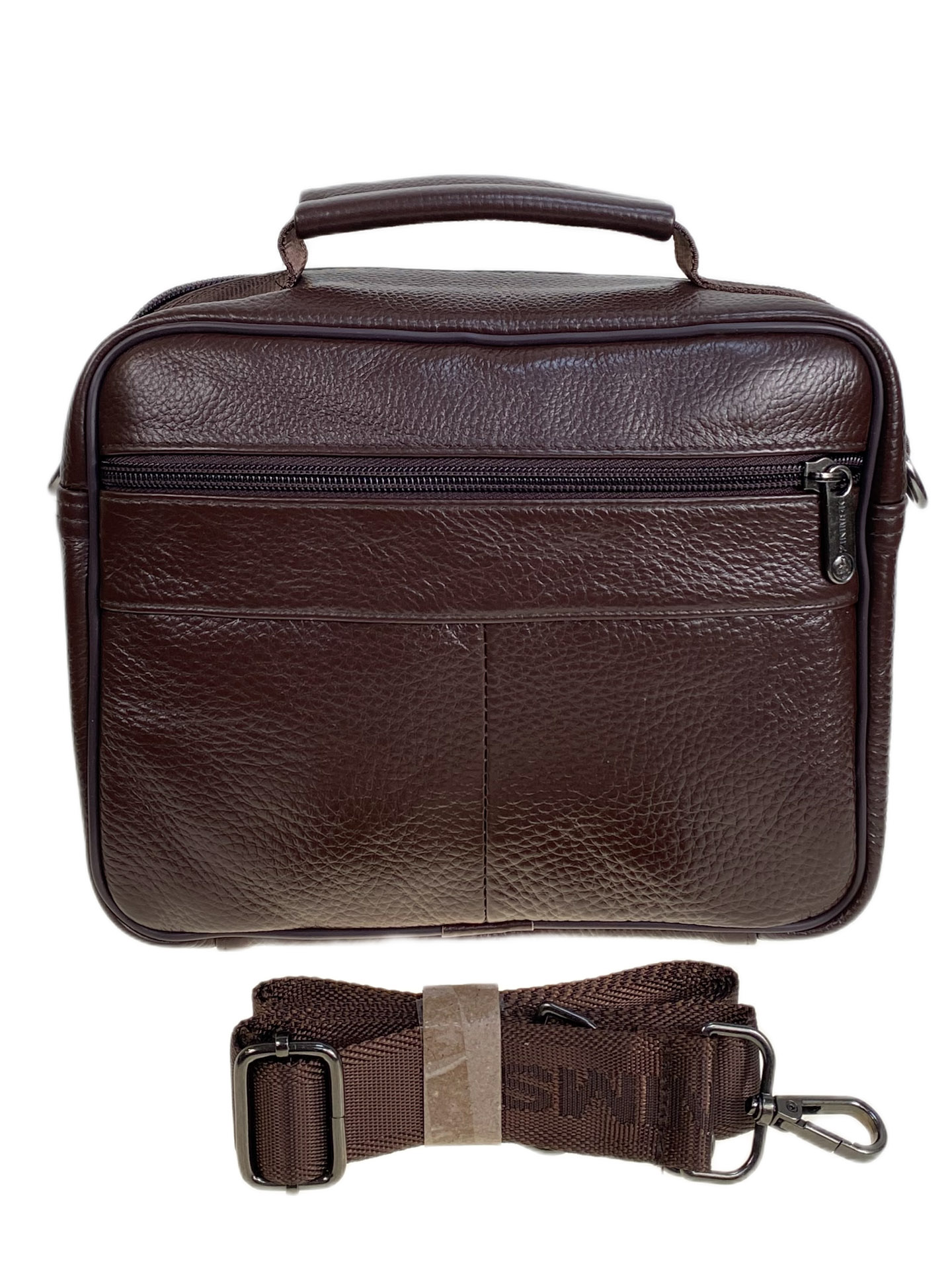 На фото 2 - Сумка мужская из натуральной кожи, цвет коричневый