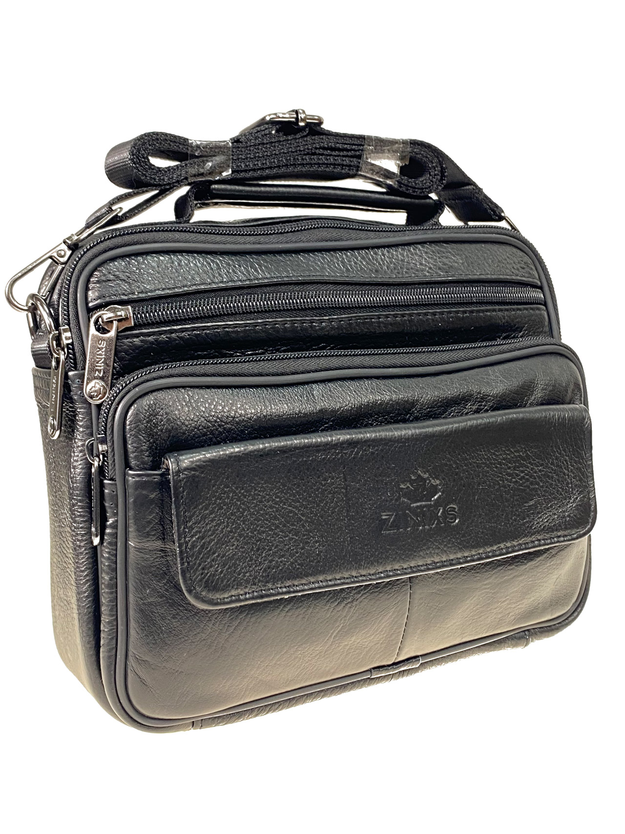 На фото 1 - Мужская сумка из натуральной кожи, цвет черный