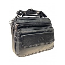 На фото 1 - Мужская сумка из натуральной кожи, цвет черный